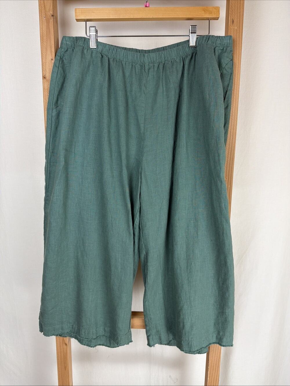 NWT Kleen Oregano Green Lantern Pants 100% Linen #0819 1X